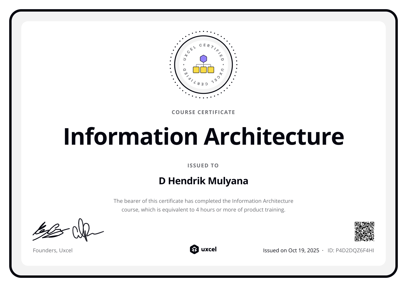 D Hendrik Mulyana's certificate